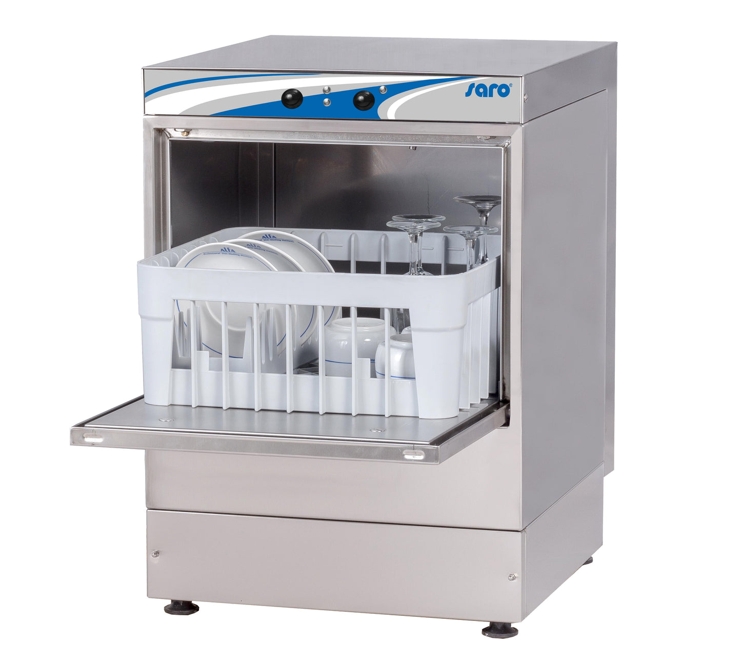 LAVE-VERRES COMMANDES ELECTROMECANIQUES - PANIER 350X350, AVEC POMPE A DETERGENT