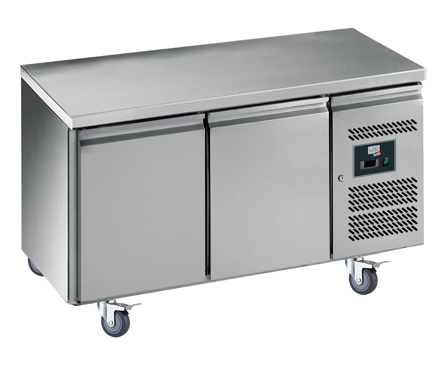 DESSERTE REFRIGEREE INOX CENTRALE -18/-22°C,  -  2 P. GN1/1, SUR ROULETTES Ø 100 MM