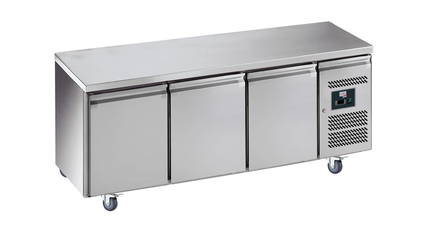 DESSERTE REFRIGEREE INOX CENTRALE -18/-22°C,  -  3 P. GN1/1,  SUR ROULETTES Ø 100 MM