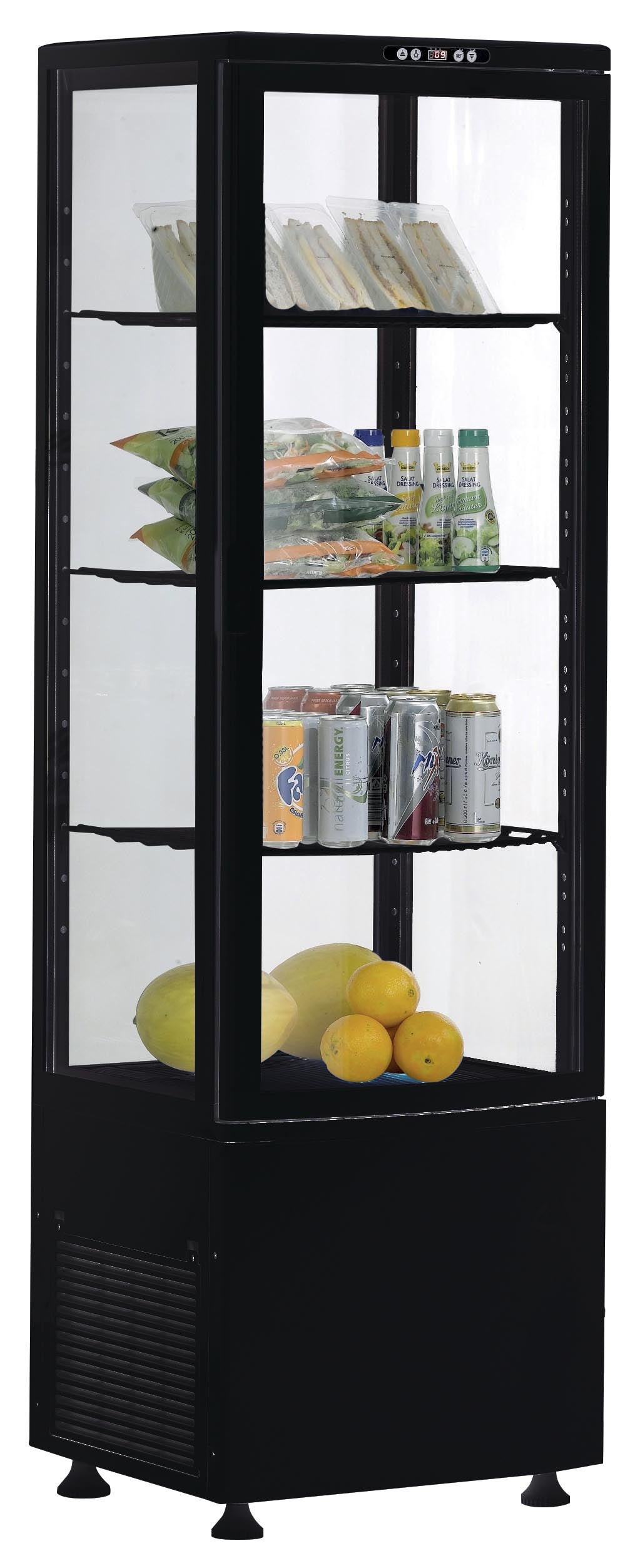 VITRINE REFRIGEREE NOIRE 235 LITRES 0/+12°C - AVEC ECLAIRAGE, 3 GRILLES REGLABLES