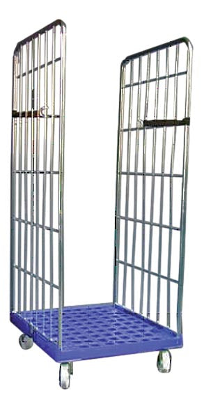 ROLLCONTAINER AVEC BASE PLASTIQUE, SUR ROULETTES - DONT 2 PIVOTANTES, 2 RIDELLES ZINGUEES DEMONTABLES