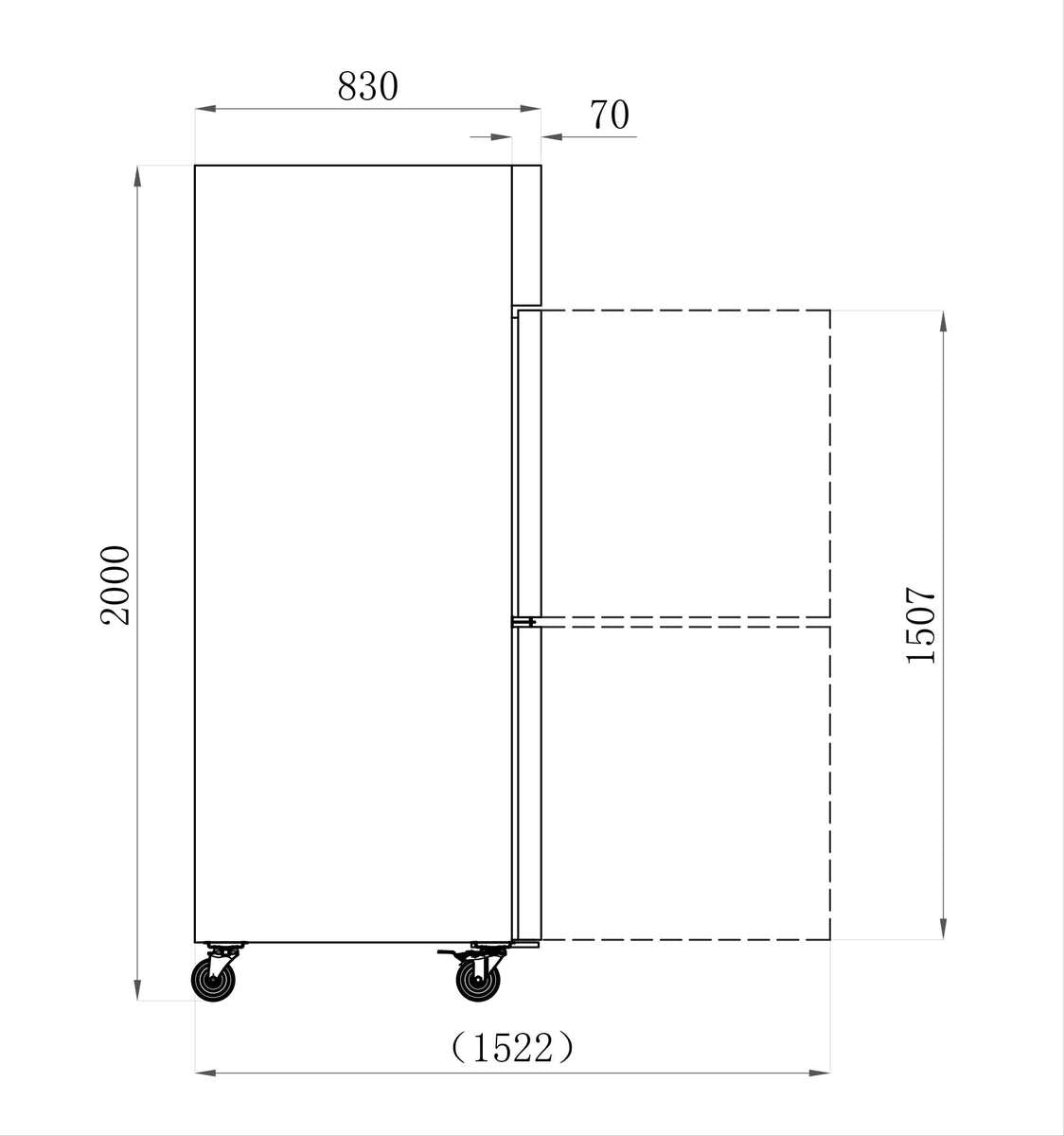 ARMOIRE RÉFRIGÉRÉE INOX GN 2/1 - 1400 L - NÉGATIVE - 4 DEMI PORTES