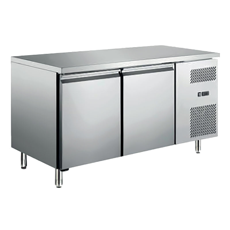 TABLE RÉFRIGÉRÉE POSITIVE GN 1/1 - SANS DOSSERET - 2 PORTES - CLASSE A