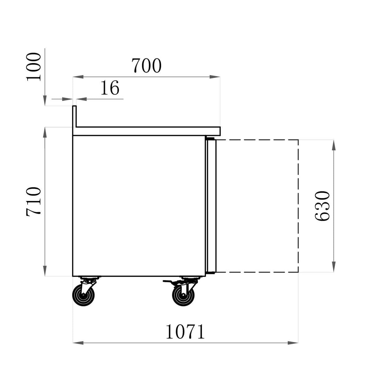 TABLE RÉFRIGÉRÉE POSITIVE GN 1/1 - AVEC DOSSERET - 3 PORTES