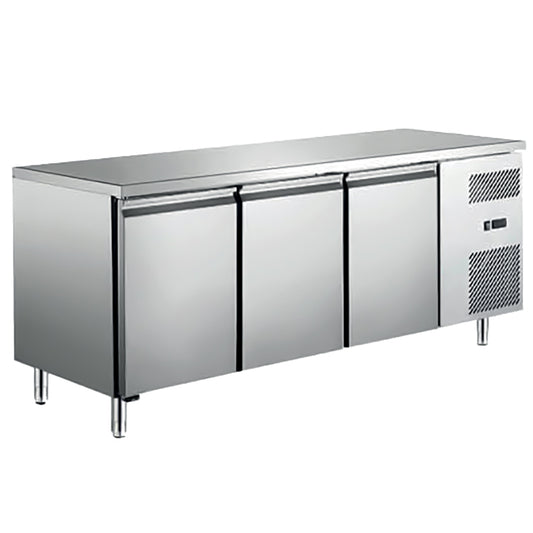 TABLE RÉFRIGÉRÉE POSITIVE GN 1/1 - SANS DOSSERET - 3 PORTES - CLASSE A
