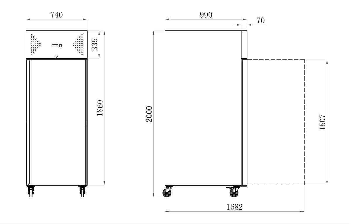 ARMOIRE RÉFRIGÉRÉE INOX PÂTISSIÈRE - POSITIVE - 600 X 800