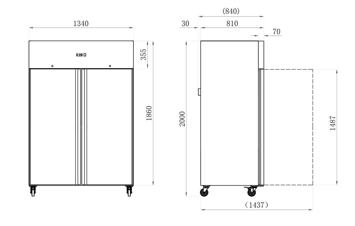 ARMOIRE RÉFRIGÉRÉE INOX - 1200 L - POSITIVE - 2 PORTES