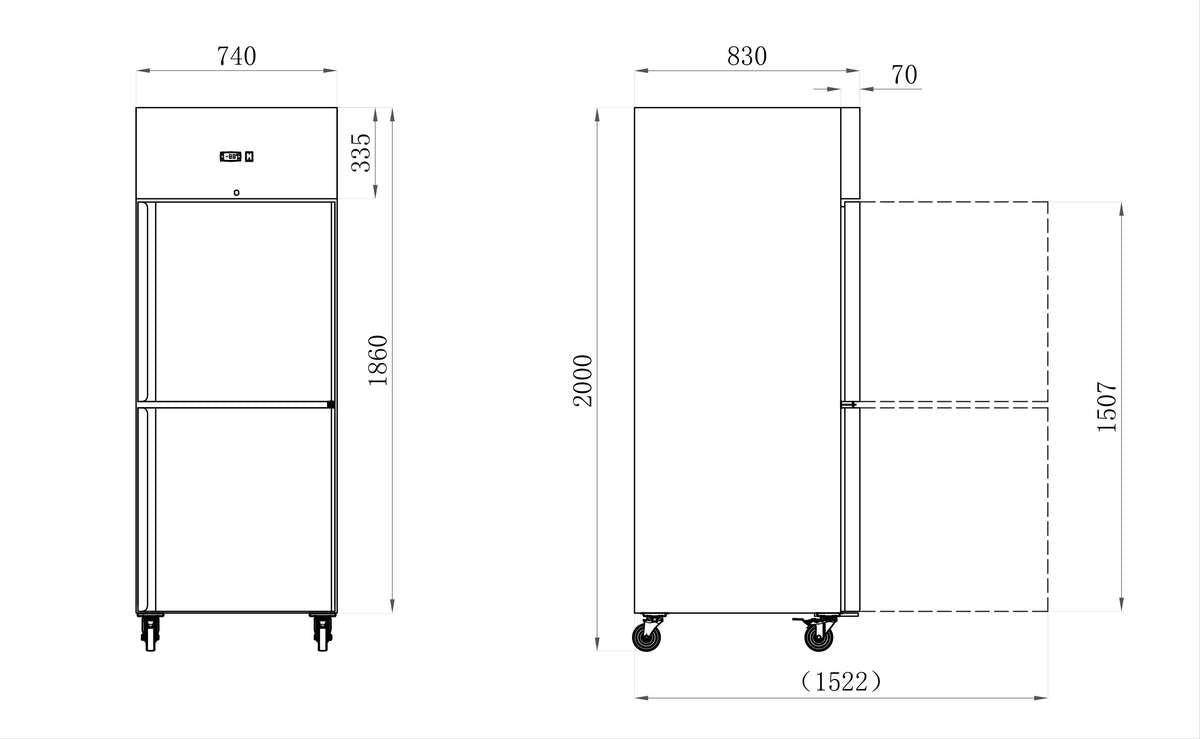 ARMOIRE RÉFRIGÉRÉE INOX GN 2/1 - 700 L - POSITIVE - 2 DEMI PORTES