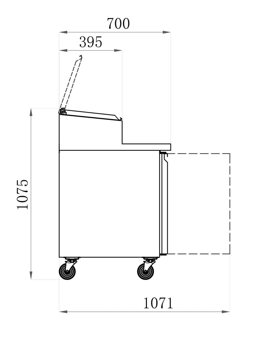 MEUBLE DE PRÉPARATION POSITIF - 3 PORTES - PROF 700 MM
