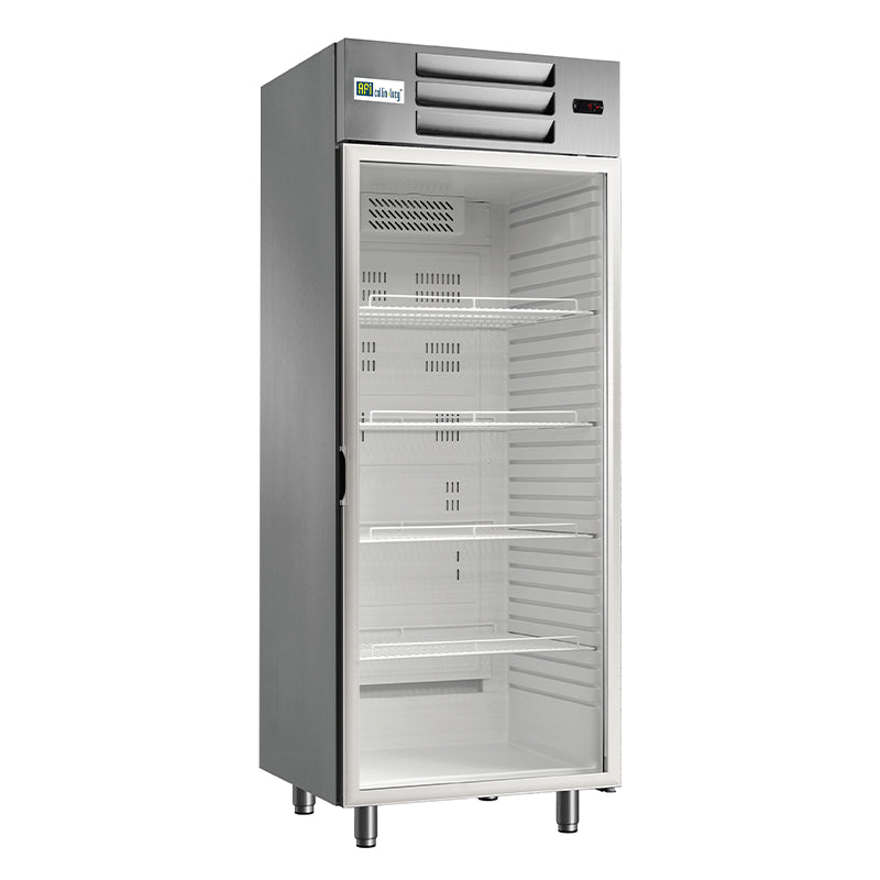 ARMOIRE POSITIVE PORTE VITRÉE - GN 2/1 - FINITION INOX