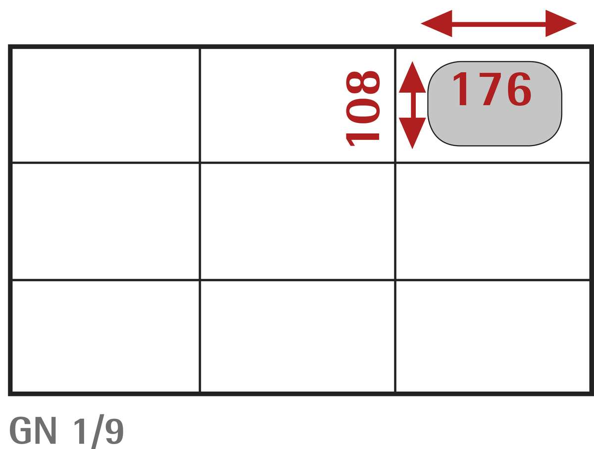 BAC INOX GN 1/9 - PROF. 108 MM