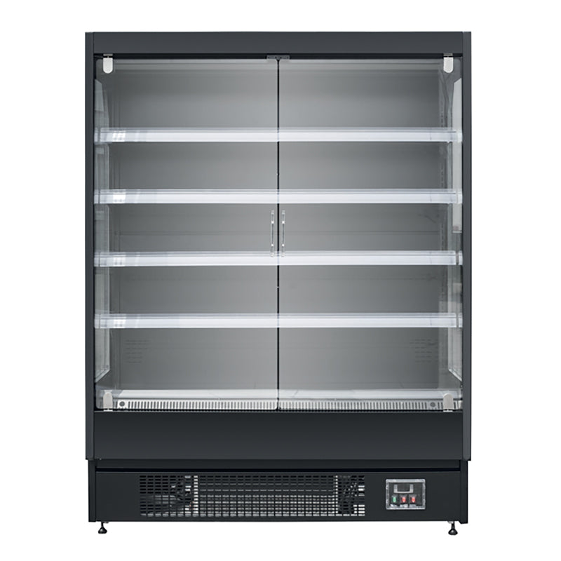 VITRINE MURALE NOIRE MAT - FROID POSITIF VENTILÉ - 2 PORTES BATTANTES