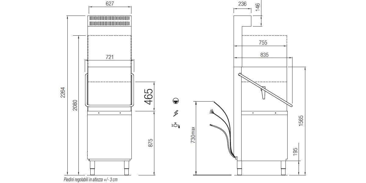 Elettrobar - Lave-vaisselle à capot - Panier 500 x 500 mm - RIVER282RV1