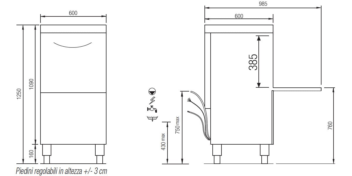 Elettrobar - Lave-vaisselle - Panier 500 x 500 mm - RIVER272V1