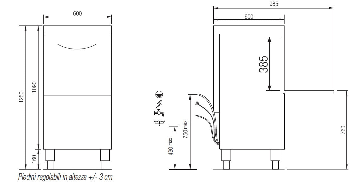 Elettrobar - NIAGARA - Lave-vaisselle - Panier 500 x 500 mm - NIAG271V1