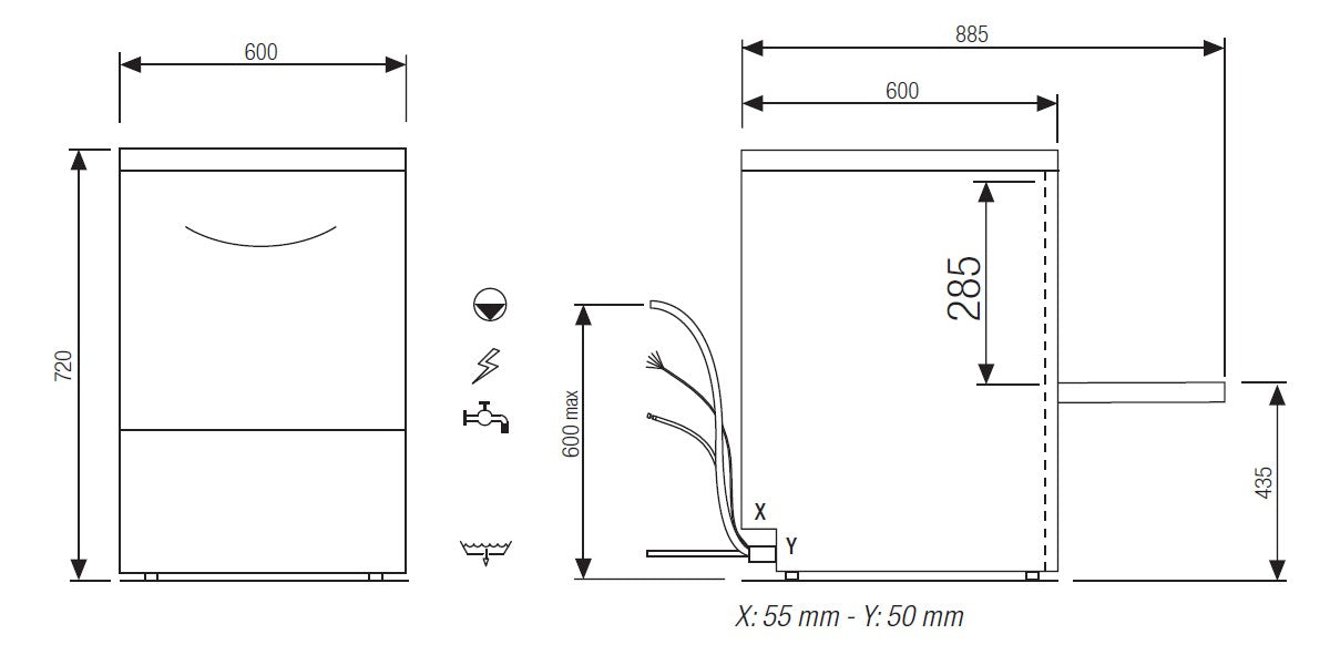 Elettrobar - NIAGARA - Lave-verres/vaisselle - Panier 500 x 500 mm - NIAG251V1