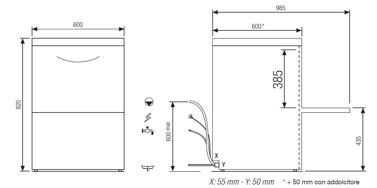 Elettrobar - RIVER - Lave-vaisselle - Panier 500 x 500 mm - RIVER262V1