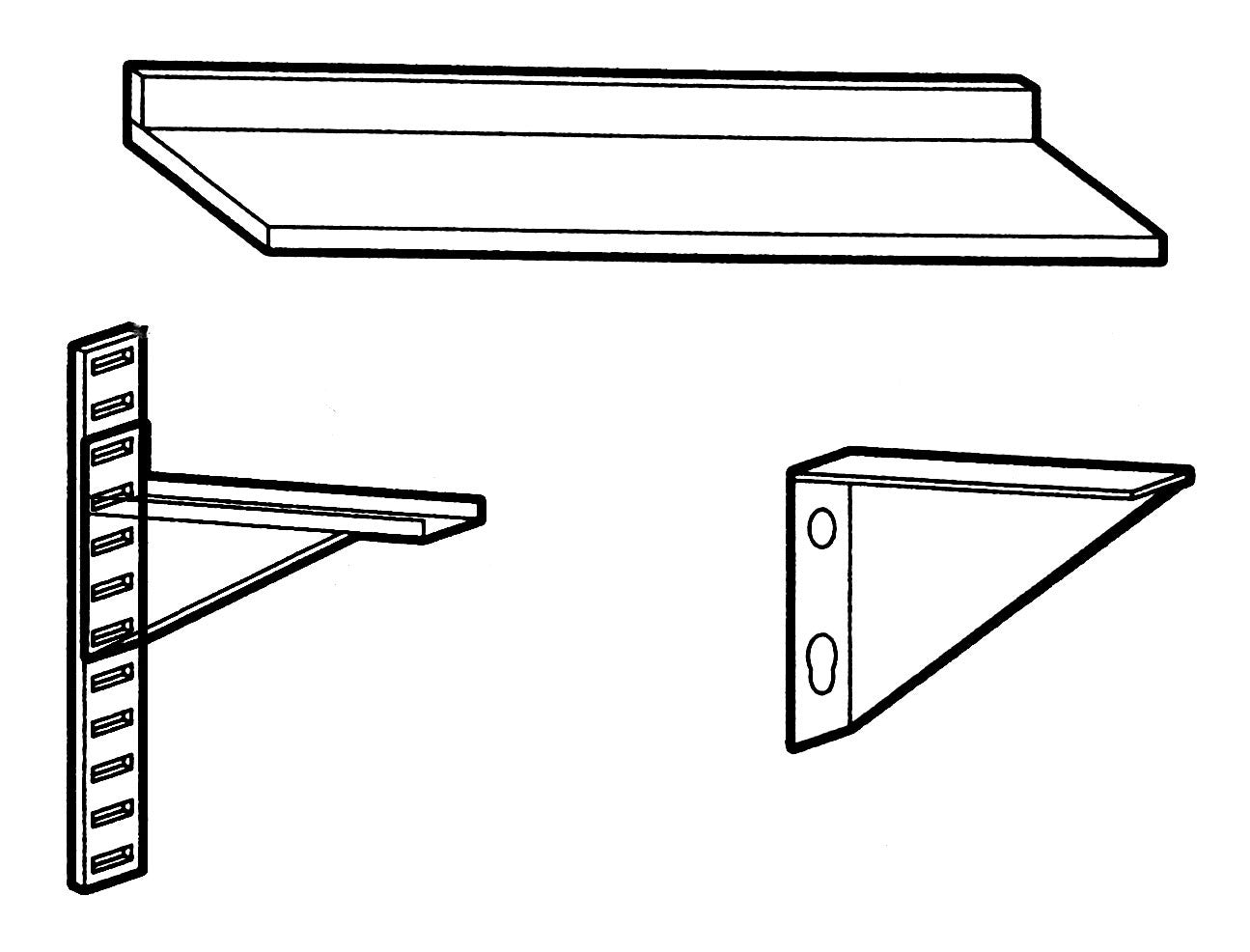 Etagère murale pleine en inox - Profondeur 400 mm - Longueur 1800 mm - EM418T