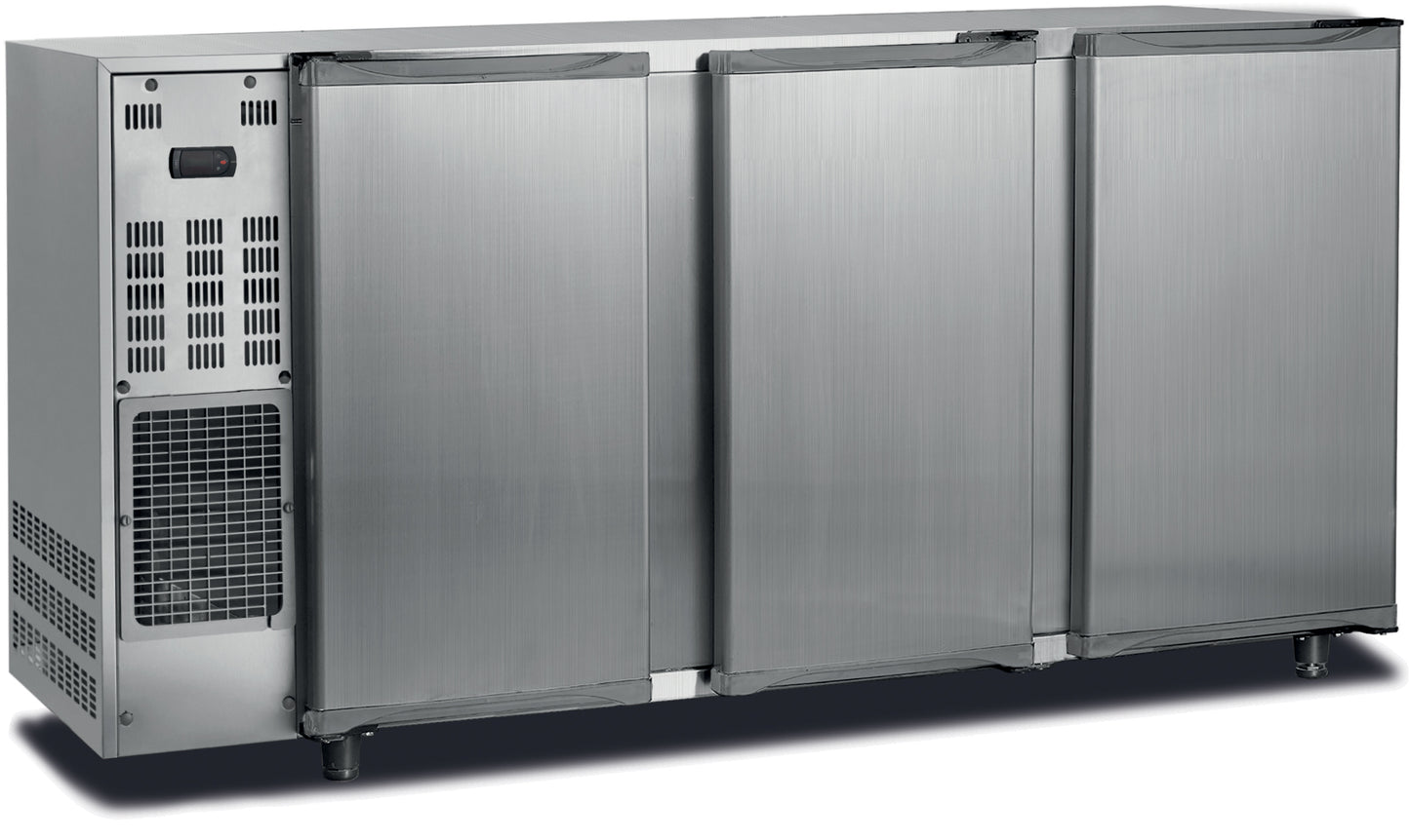 ARRIÈRE-BAR INOX GROUPE LOGÉ - 3 PORTES PLEINES