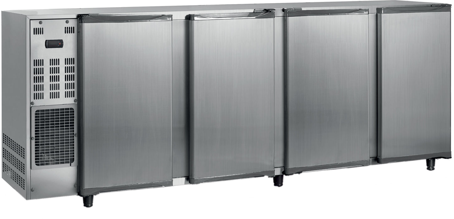 ARRIÈRE-BAR INOX GROUPE LOGÉ - 4 PORTES PLEINES