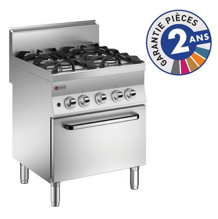 Fourneau - 4 feux vifs gaz sur four électrique - Chaleur statique - Gamme 650 - 60PCGFE722 - Baron