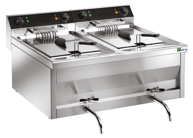 FRITEUSE DE TABLE ÉLECTRIQUE AVEC VIDANGE - 2 X 12 L