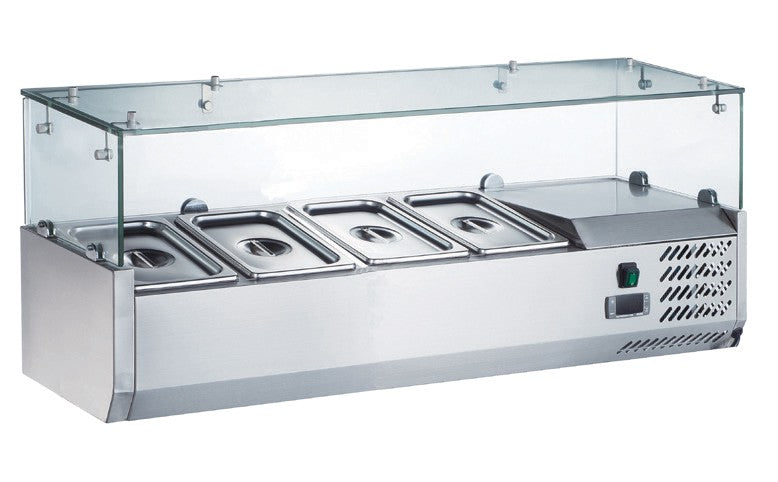 Furnotel - Vitrine positive vitrage droit pour 4 bacs GN 1/3 - 110 W - V121GN13X