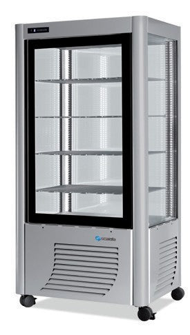 Furnotel - Vitrine réfrigérée négative - 4 faces vitrées - 540 litres - Fixe / Grilles chromées - 1 porte - 540BTLEDT