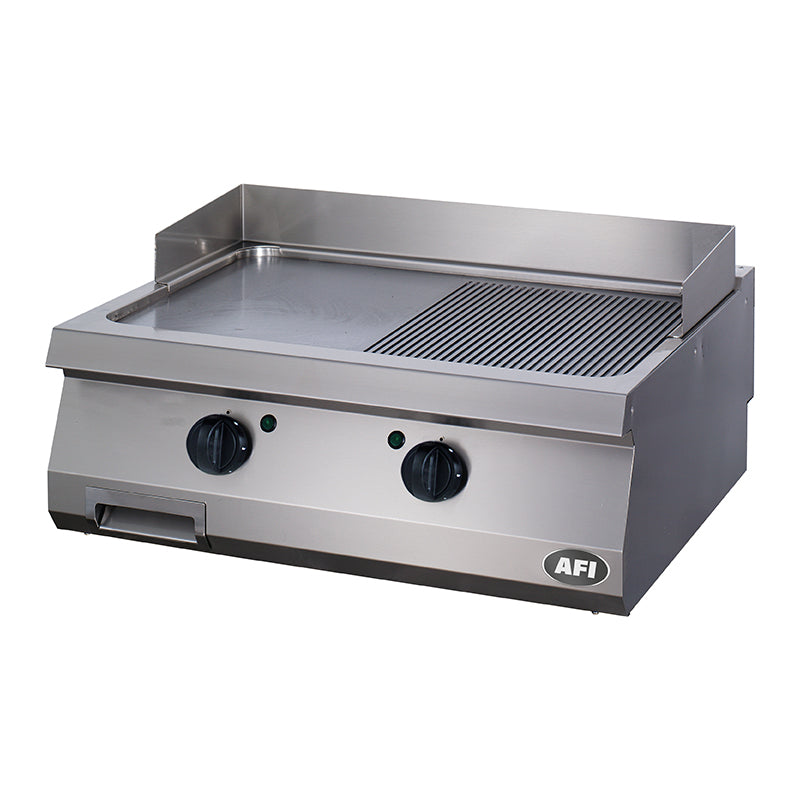 PLAQUE À SNACKER ÉLECTRIQUE - GAMME 700 - DOUBLE SEMI-LISSE ET SEMI-NERVURÉE - CHROME