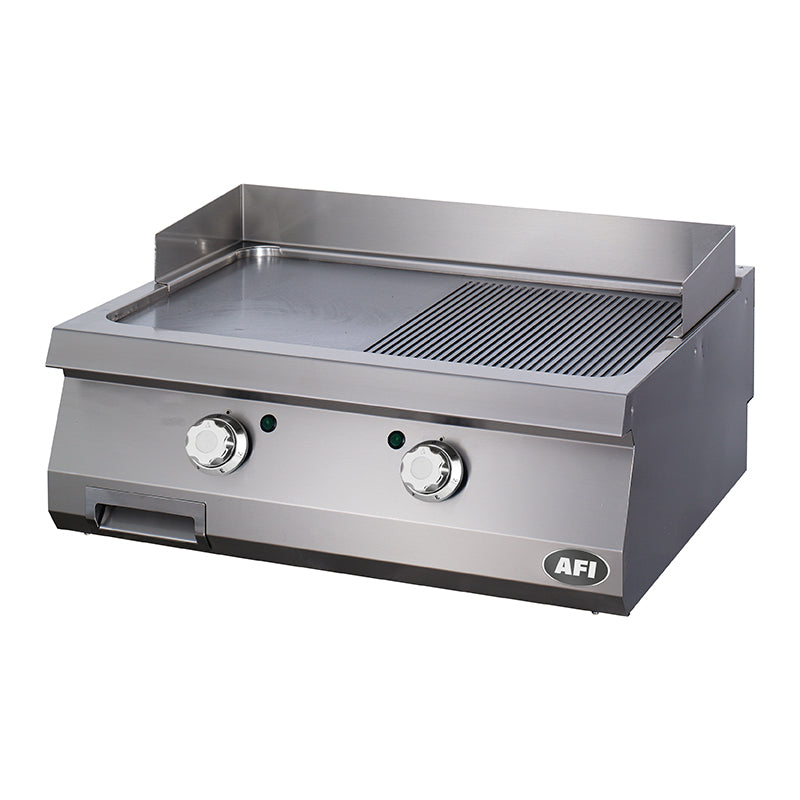 PLAQUE À SNACKER ÉLECTRIQUE - GAMME 900 - DOUBLE SEMI-LISSE ET SEMI-NERVURÉE - CHROME