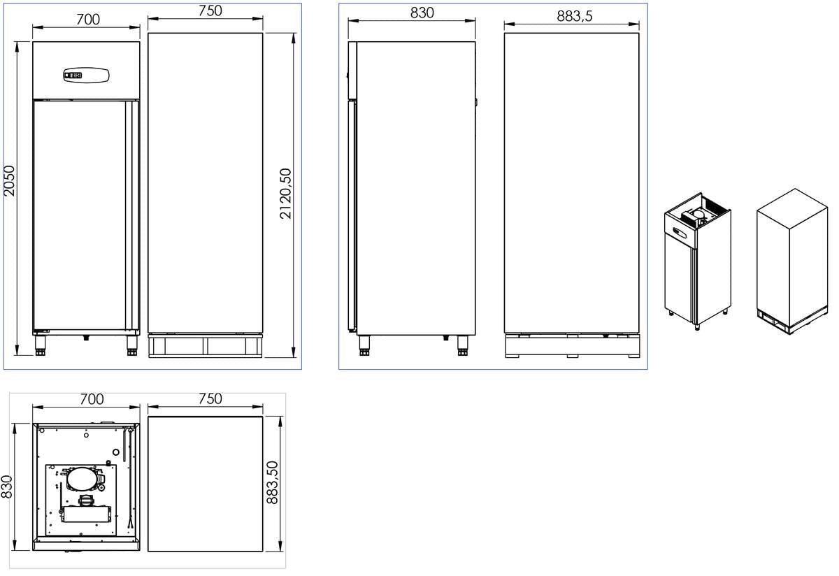 Armoire réfrigérée négative 1 porte pleine 604 L - Inox