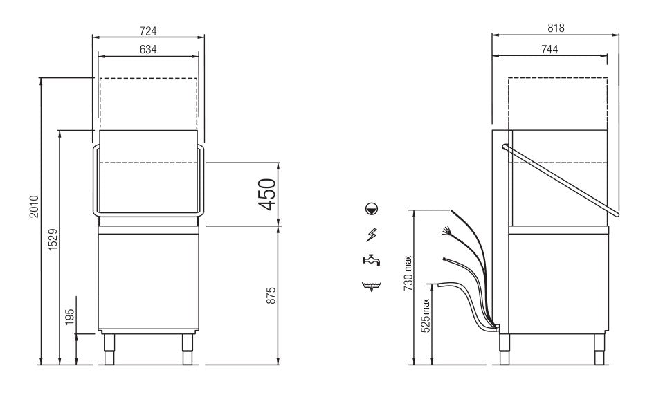 Lave-vaisselle à capot - 15 litres - Panier 500 x 500 mm - NEO800V1