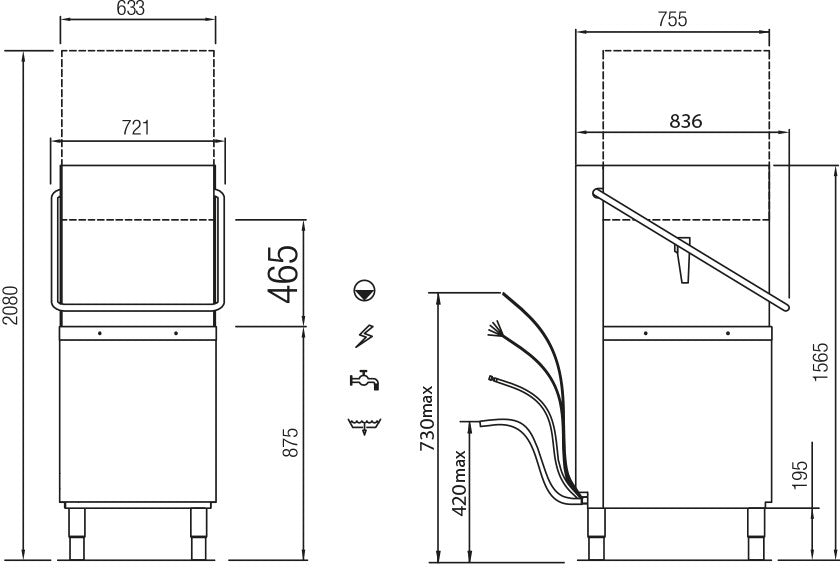 Lave-vaisselle à capot - 22 litres - Panier 500 x 500 mm - NEO803V1