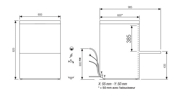 Lave-vaisselle communtable - 15 litres - NEOTECH V1 - Panier 500 x 500 mm - NEO600MAV1 - Avec adoucisseur - COLGED