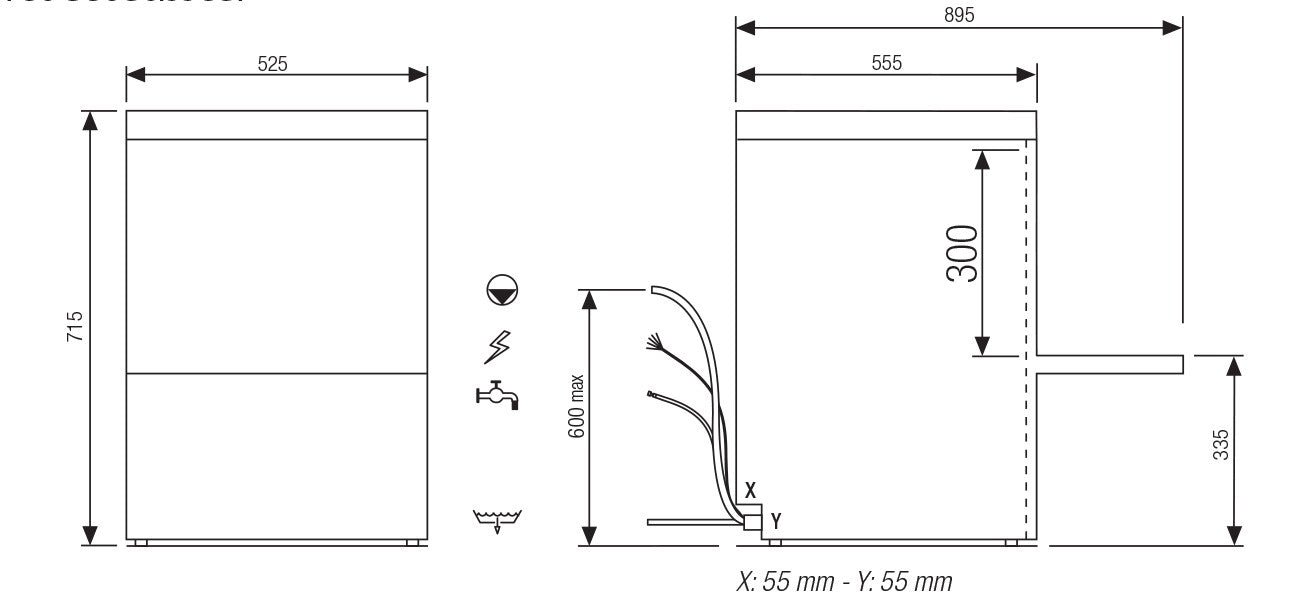 Lave-verres - 14 litres - STEELTECH DG - Panier 450 x 450 mm - Sans adoucisseur - STEEL350DG - COLGED