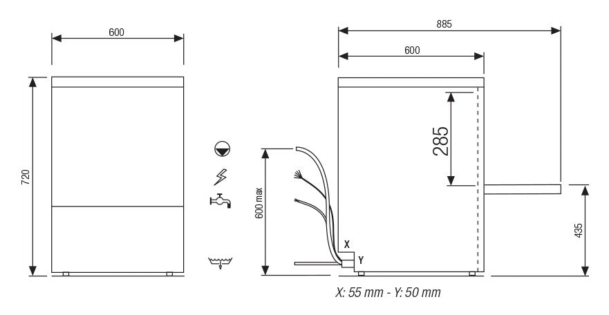 Lave-verres - 15 litres - NEOTECH V1 - Panier 500 x 500 mm - Avec pompe de vidange - Sans adoucisseur - NEO500PV1 - COLGED