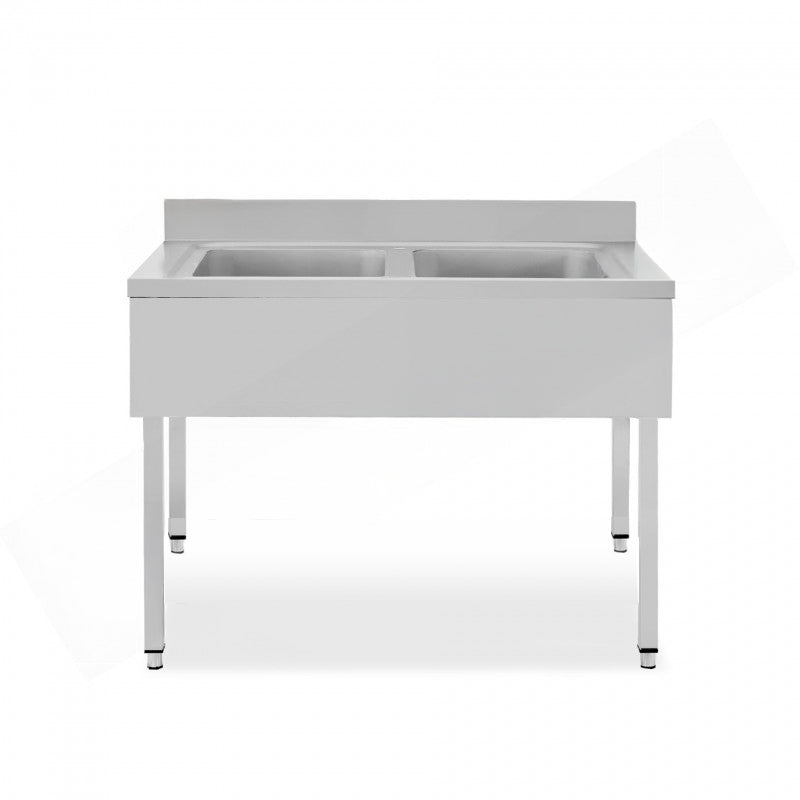 PLONGE INOX AVEC 2 ÉVIERS - SÉRIE 600 - LONG. 1200 MM