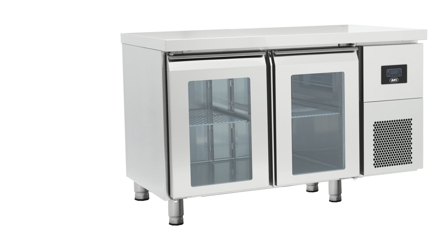 TABLE RÉFRIGÉRÉE POSITIVE GN 1/1 - PROF 700 - 2 PORTES VITRÉES