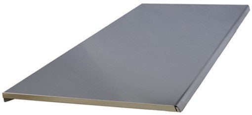 Plan de travail inox pour arrière-bars groupe logé - 2 portes moyennes - Sans dosseret - Longueur 1350 mm - 119461