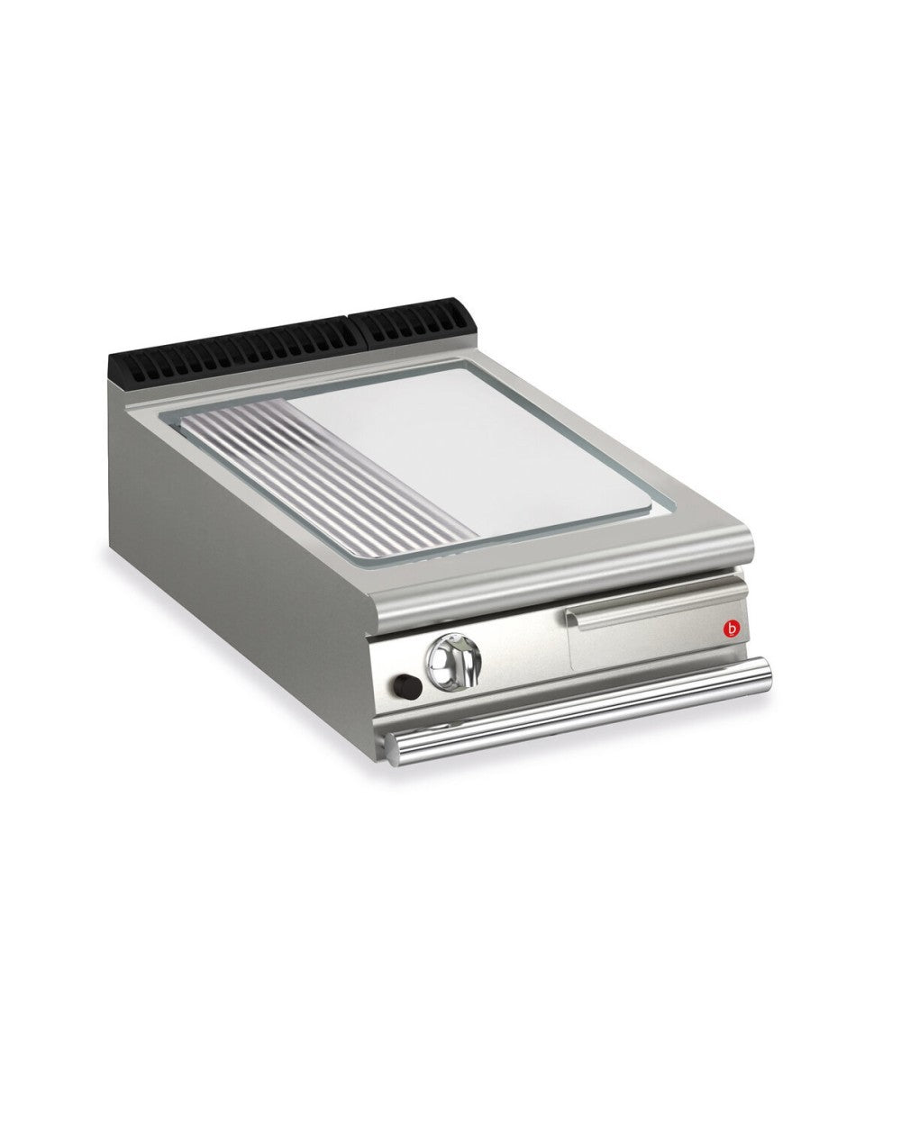 Plancha gaz - Plaque AISI 430 1/3 rainurée - Largeur 600 mm - Gamme QUEEN 900 - 90QSFTTG625 - Baron