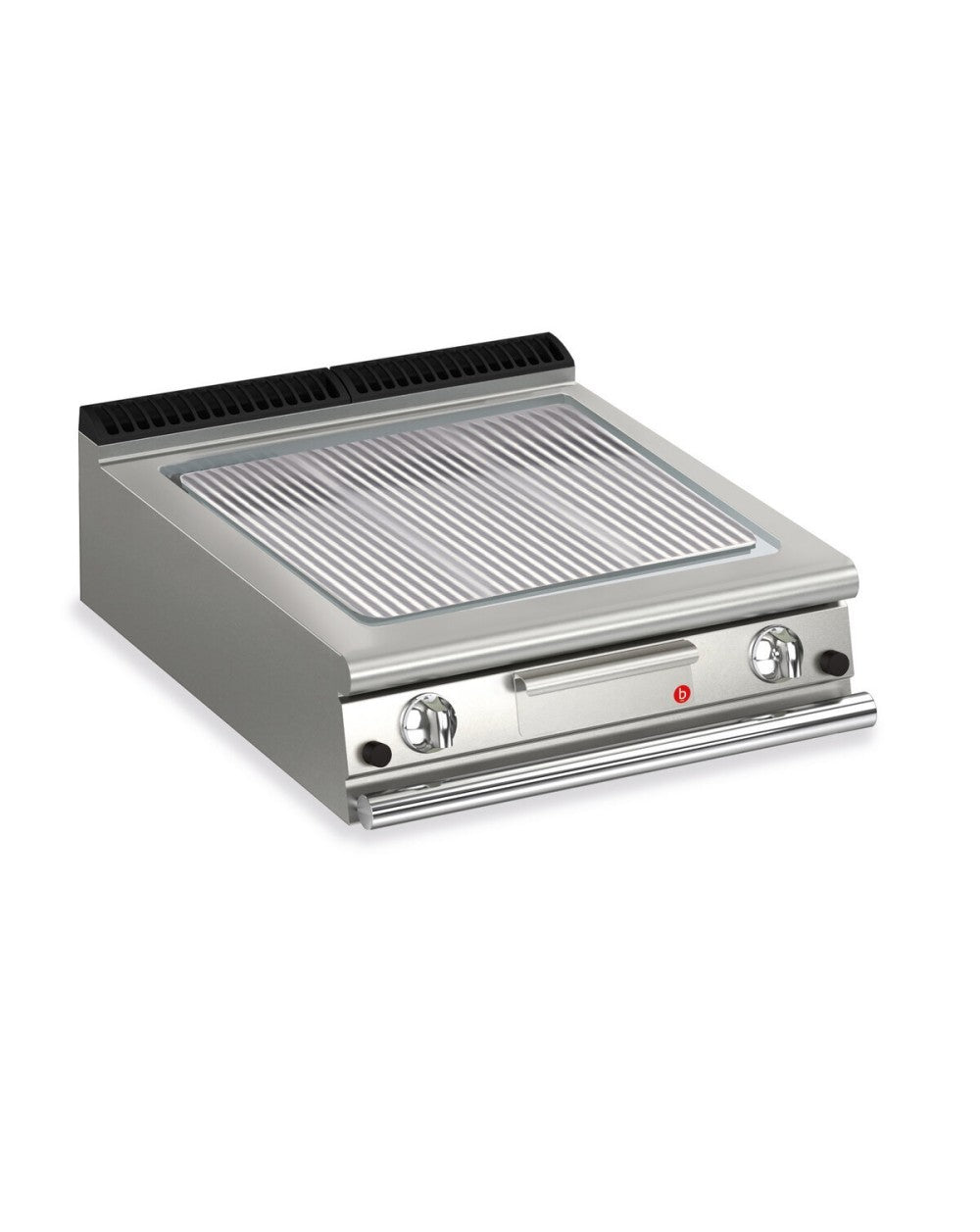 Plancha gaz - Plaque AISI 430 rainurée - Largeur 800 mm - Gamme QUEEN 900 - 90QSFTG813 - Baron