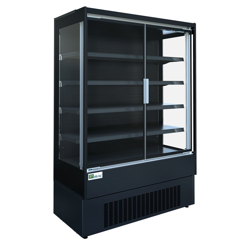 VITRINE MURALE NOIRE - FROID POSITIF VENTILÉ - 2 PORTES BATTANTES