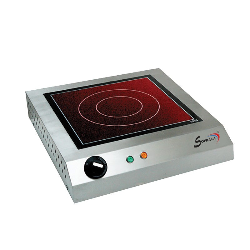 Réchaud vitrocéramique - 1 feu - 300 x 300 mm - Avec détecteur de présence - 230 V - 27102D
