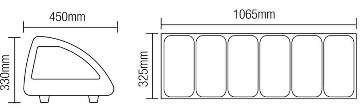 Vitrine à poser portes coulissantes Hauteur 330 mm pour 6 bacs GN 1/3