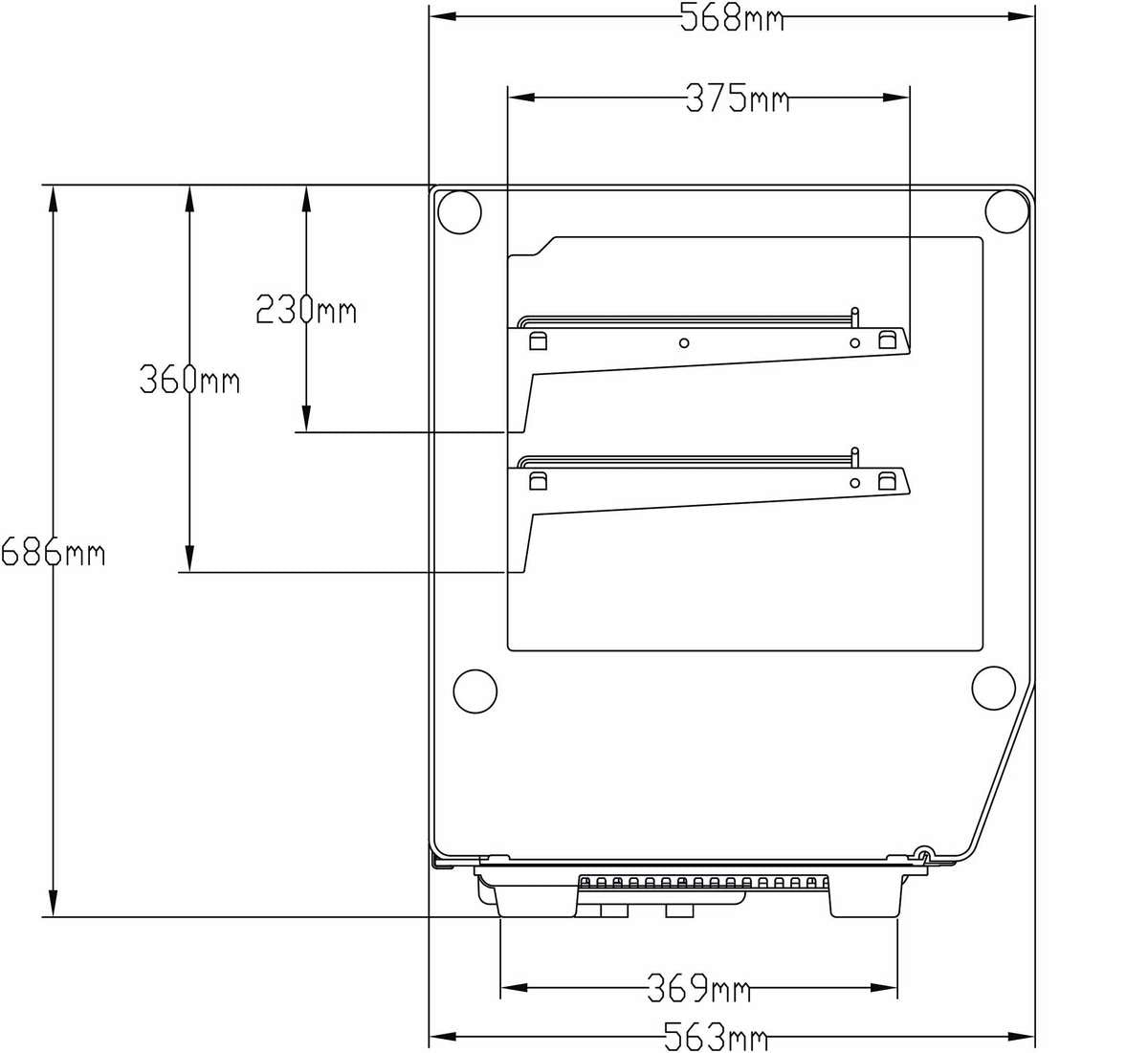 Vitrine réfrigérée à poser service arrière avec double vitrage 4 portes coulissantes droites 120 L