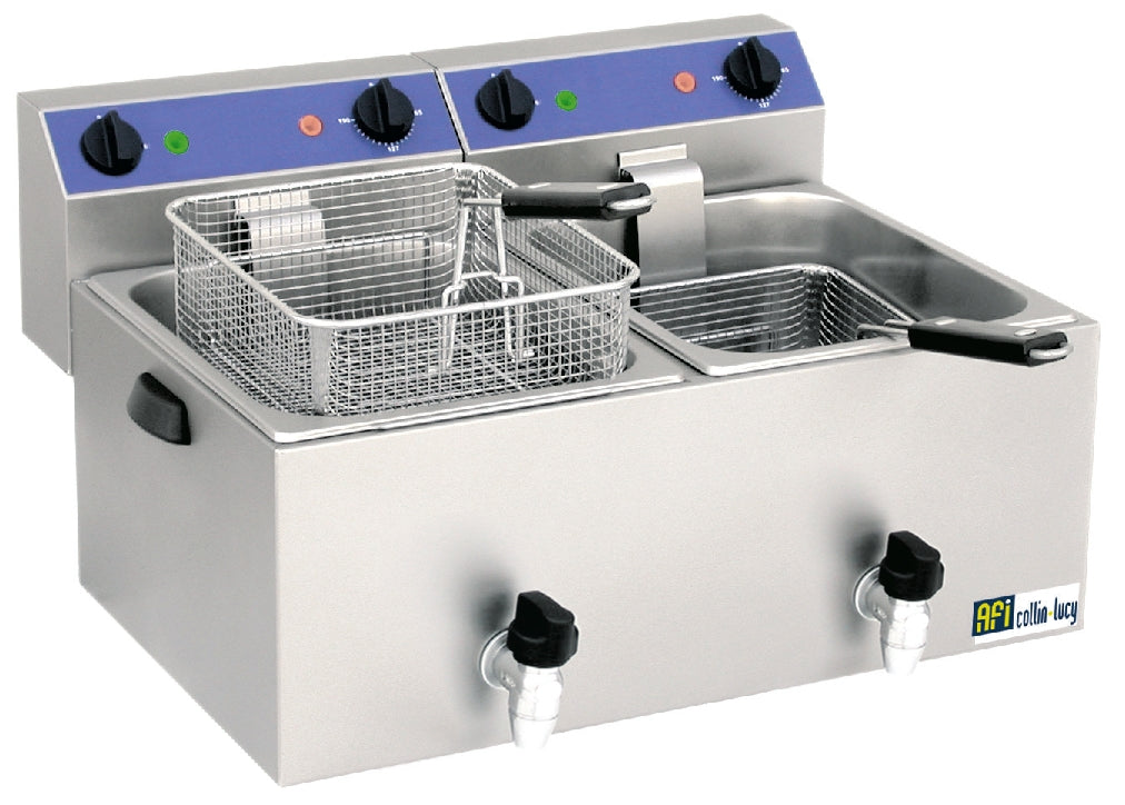 FRITEUSE DE TABLE ÉLECTRIQUE AVEC VIDANGE - 2 X 8 L