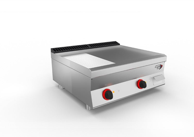 SOFRACHEF - Top plancha électrique - L 800 mm - AISI 430 2/3 lisse + 1/3 rainurée - 7STP8ALRE