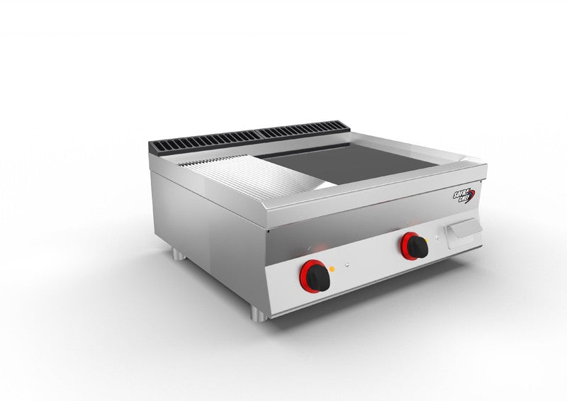 SOFRACHEF - Top plancha électrique - L 800 mm - Chrome 2/3 lisse + 1/3 rainurée - 7STP8CLRE