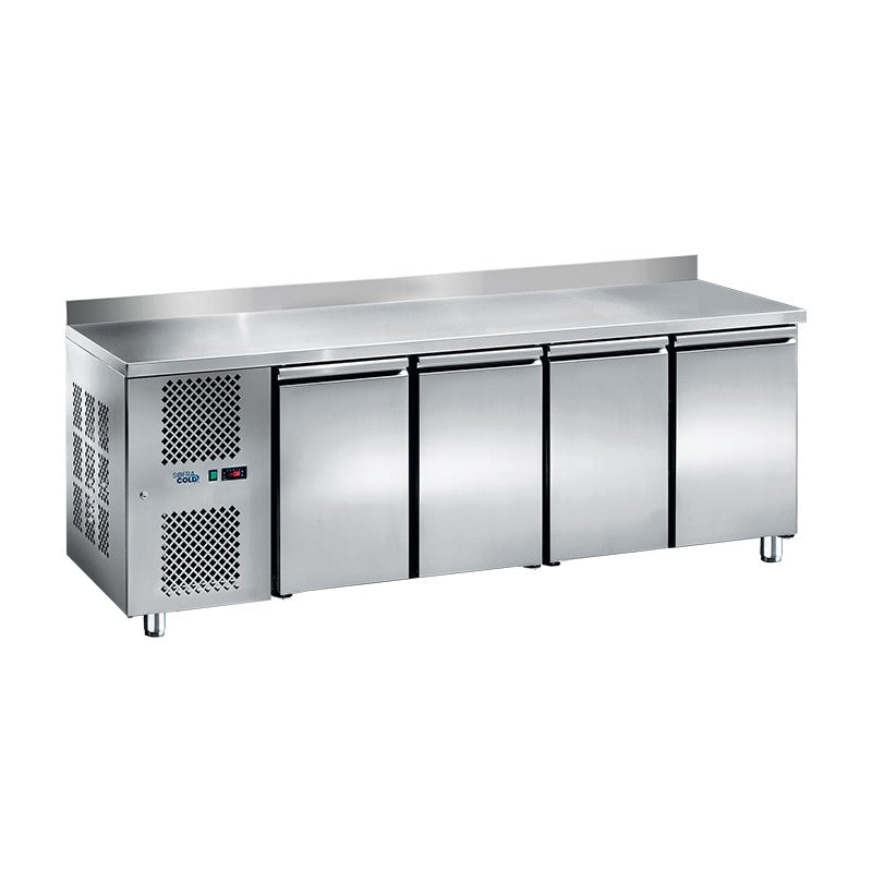 SOFRACOLD - Table réfrigérée positive GN 1/1 avec dosseret - 4 portes - Prof 700 mm - Groupe à gauche - TRG4P-GG