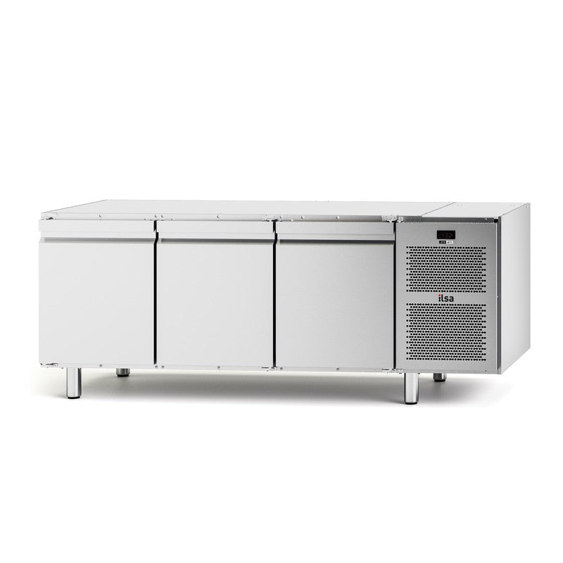 Soubassement réfrigéré positif -2/+8°C Sans plan de travail - GN 1/1 - 3 portes - Avec groupe - NEOS - SBR3PSD - ILSA